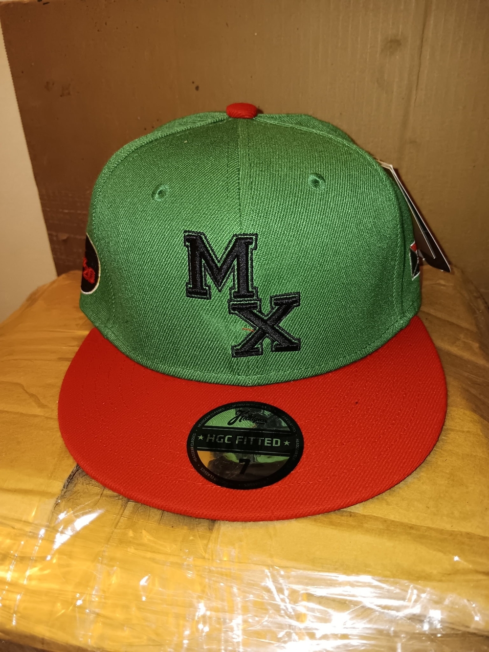 Malcom X Embroidered Green and Red Fitted Hat